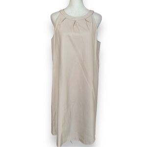 New Sabine Nude Vegan Leather Sleeveless Shift Dress | Size Large